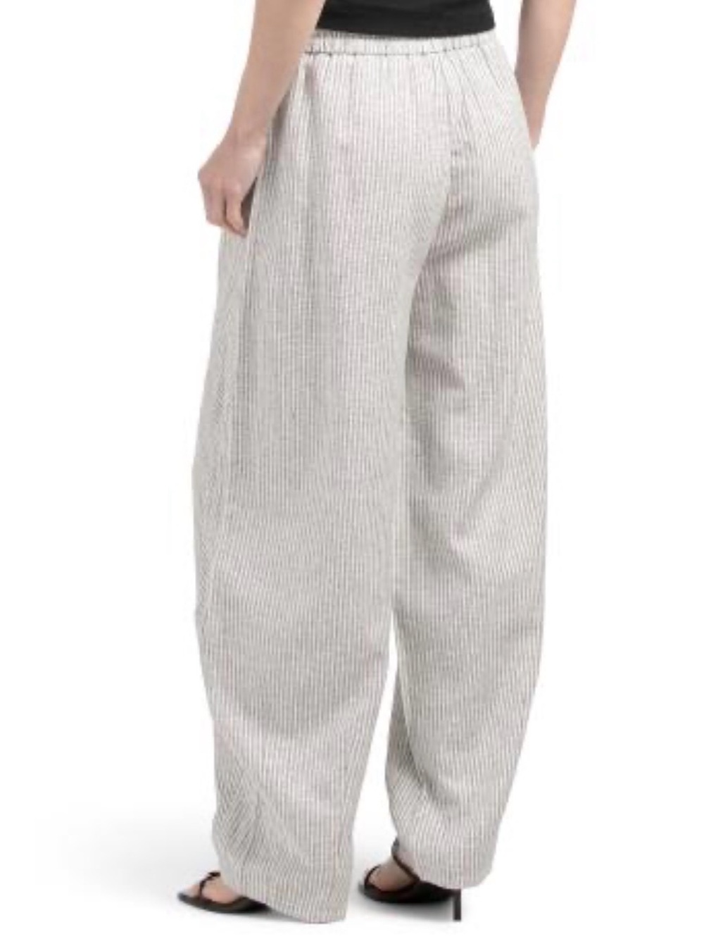 NWT! ✨ Striped Linen-Blend Barrel Leg Drawstring Pants - Picture 4 of 8